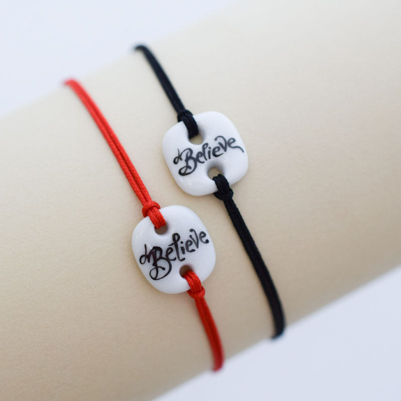 Believe. Porcelain bracelet handmade and hand painted by Vali Bondoc