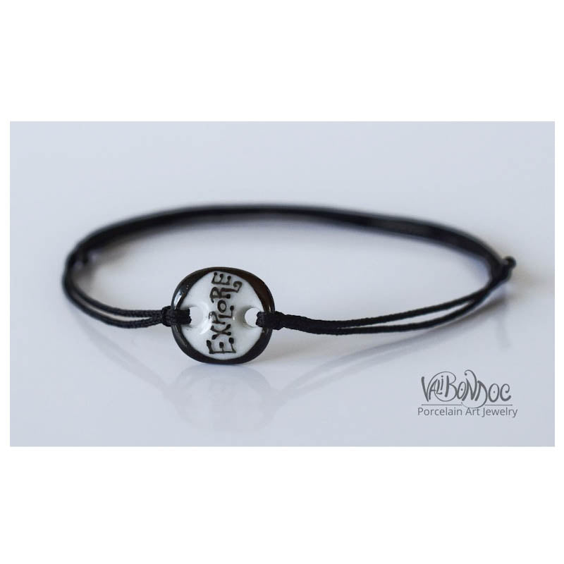 Explore. Porcelain bracelet handmade and hand painted by Vali Bondoc