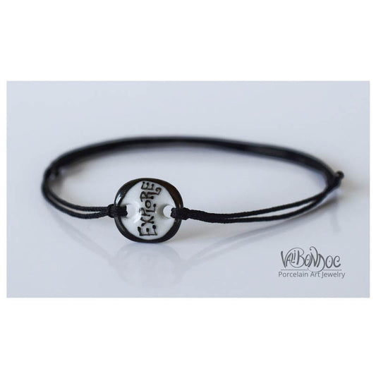 Explore. Porcelain bracelet handmade and hand painted by Vali Bondoc