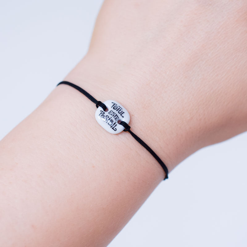 Totul este posibil Porcelain bracelet handmade and hand painted by Vali Bondoc