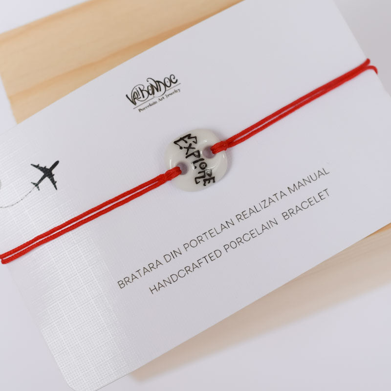 Explore. Porcelain bracelet handmade and hand painted by Vali Bondoc