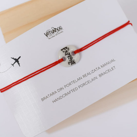 Explore. Porcelain bracelet handmade and hand painted by Vali Bondoc