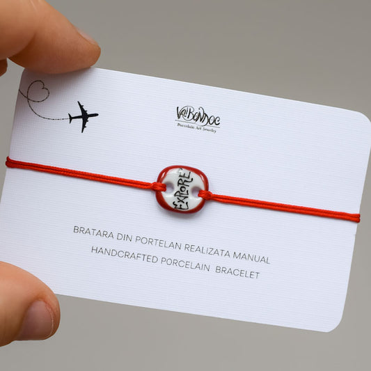 Explore. Porcelain bracelet handmade and hand painted by Vali Bondoc