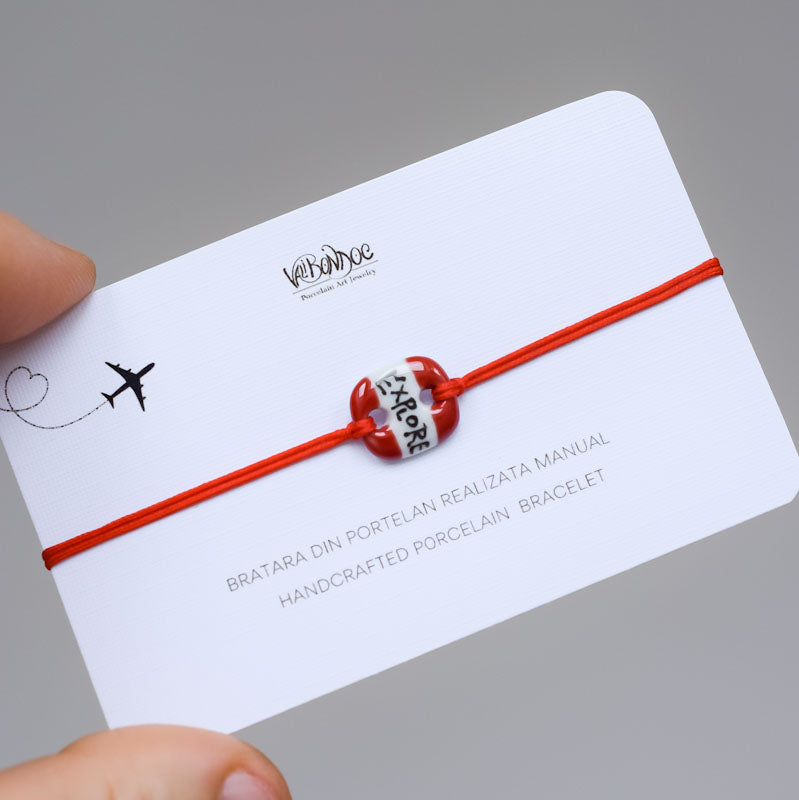 Explore. Porcelain bracelet handmade and hand painted by Vali Bondoc