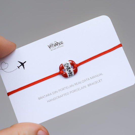 Explore. Porcelain bracelet handmade and hand painted by Vali Bondoc