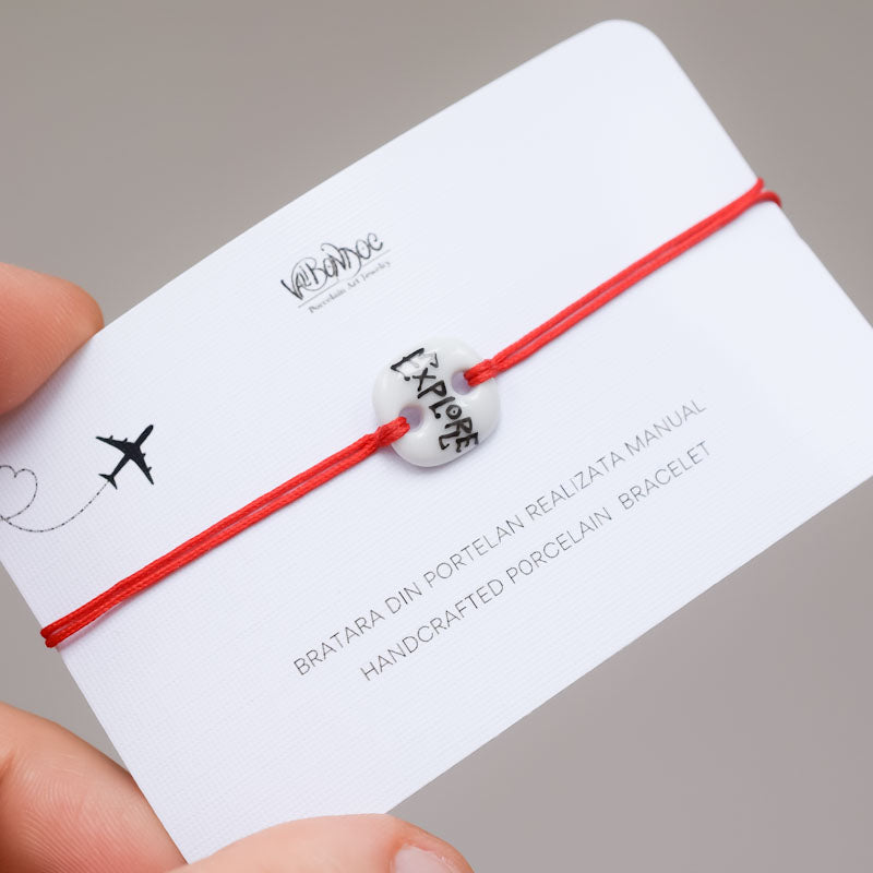 Explore. Porcelain bracelet handmade and hand painted by Vali Bondoc