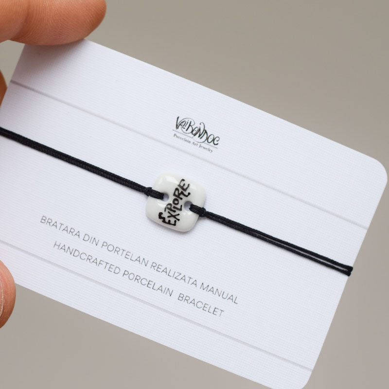 Explore. Porcelain bracelet handmade and hand painted by Vali Bondoc