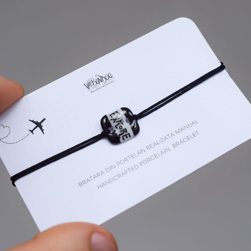 Explore. Porcelain bracelet handmade and hand painted by Vali Bondoc