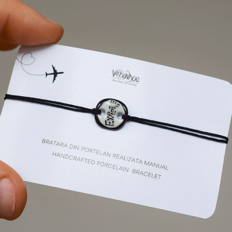 Explore. Porcelain bracelet handmade and hand painted by Vali Bondoc