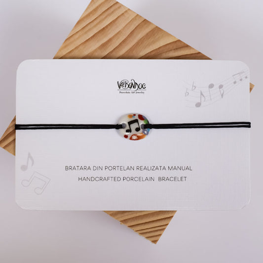 Musical note. Porcelain bracelet handmade and hand painted by Vali Bondoc