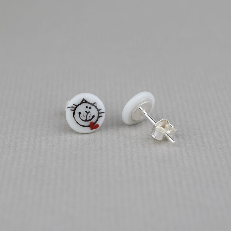 Porcelain stud earrings created and hand-painted by Vali Bondoc with high temperature ceramic dyes