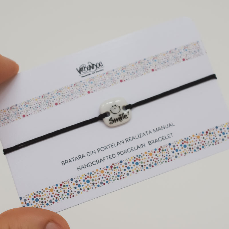Smile. Porcelain bracelet handmade and hand painted by Vali Bondoc