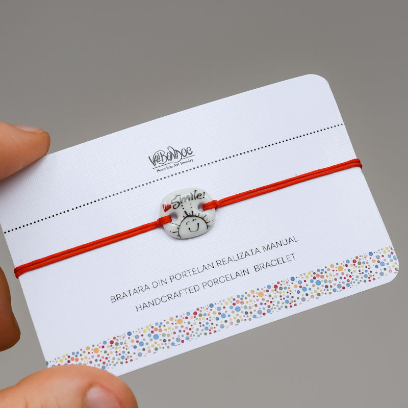 Happy sun. Porcelain bracelet handmade and hand painted by Vali Bondoc