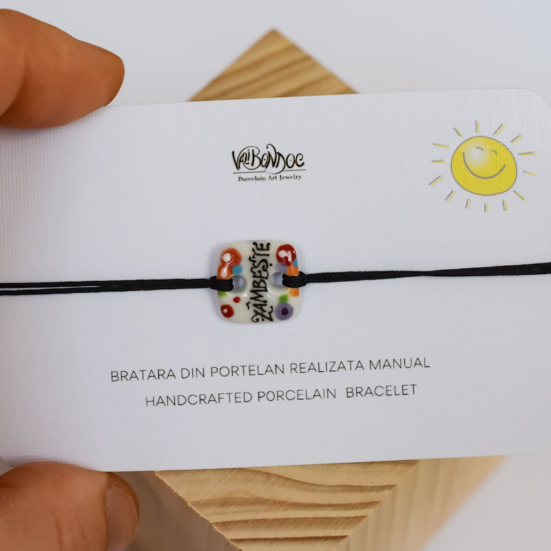 Zambeste.Porcelain bracelet handmade and hand painted by Vali Bondoc