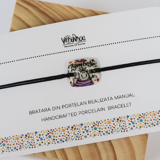 Zambeste.Porcelain bracelet handmade and hand painted by Vali Bondoc