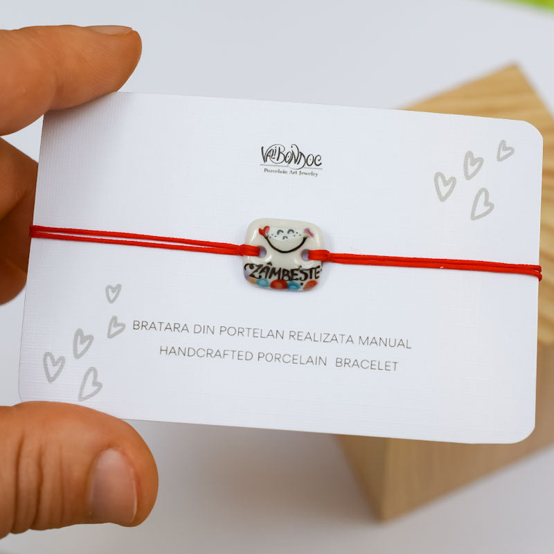 Zambeste.Porcelain bracelet handmade and hand painted by Vali Bondoc