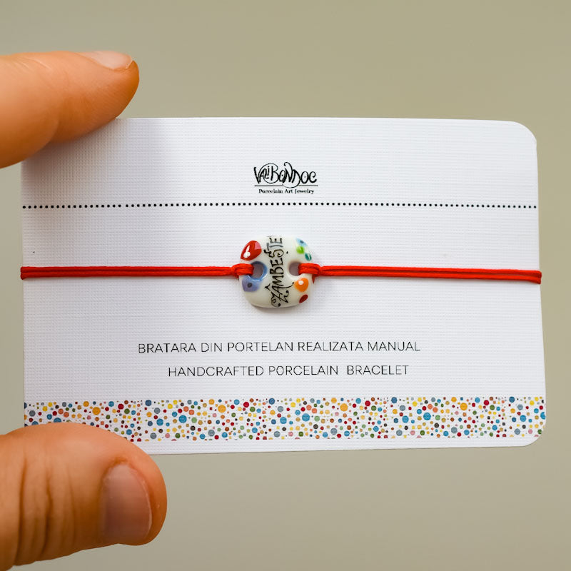 Zambeste.Porcelain bracelet handmade and hand painted by Vali Bondoc