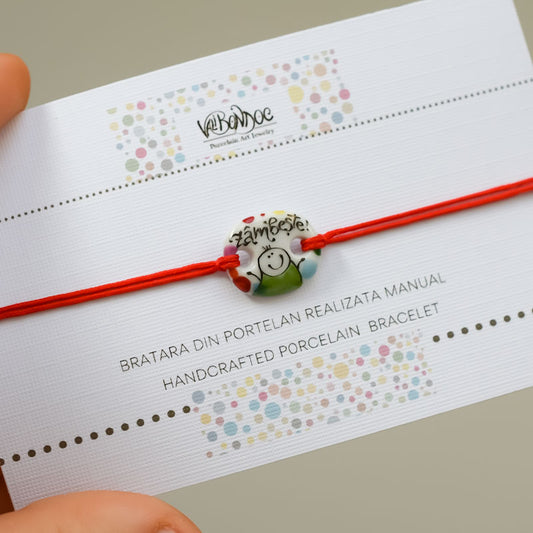 Zambeste.Porcelain bracelet handmade and hand painted by Vali Bondoc