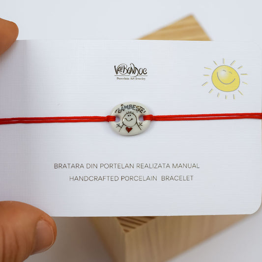 Zambeste.Porcelain bracelet handmade and hand painted by Vali Bondoc