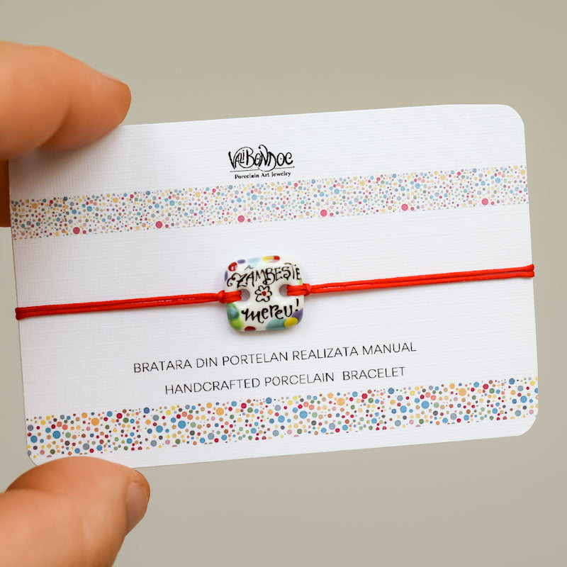 Zambeste.Porcelain bracelet handmade and hand painted by Vali Bondoc