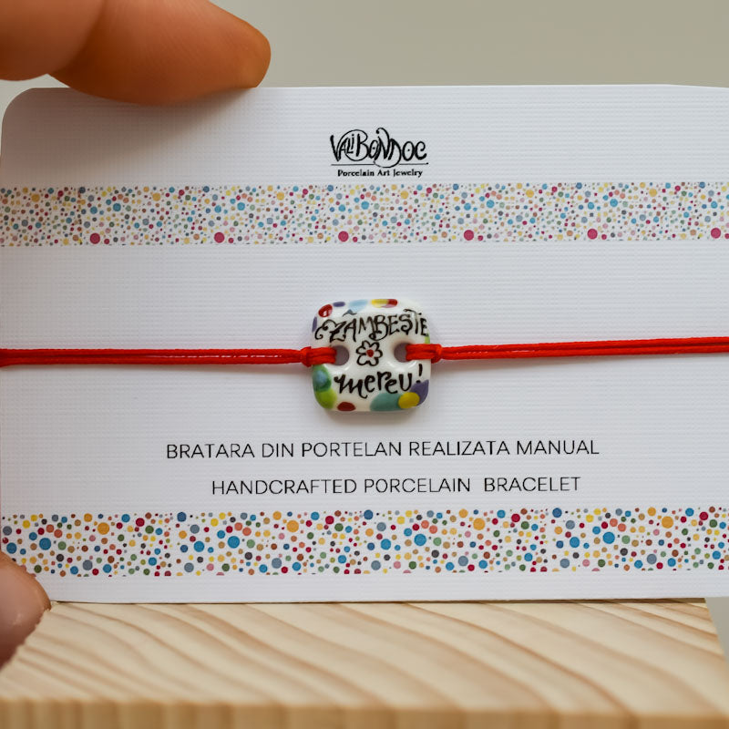 Zambeste.Porcelain bracelet handmade and hand painted by Vali Bondoc