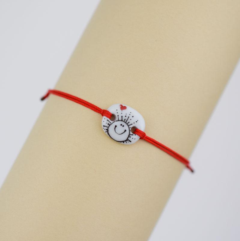 Happy sun. Porcelain bracelet handmade and hand painted by Vali Bondoc
