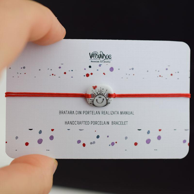 Happy sun. Porcelain bracelet handmade and hand painted by Vali Bondoc