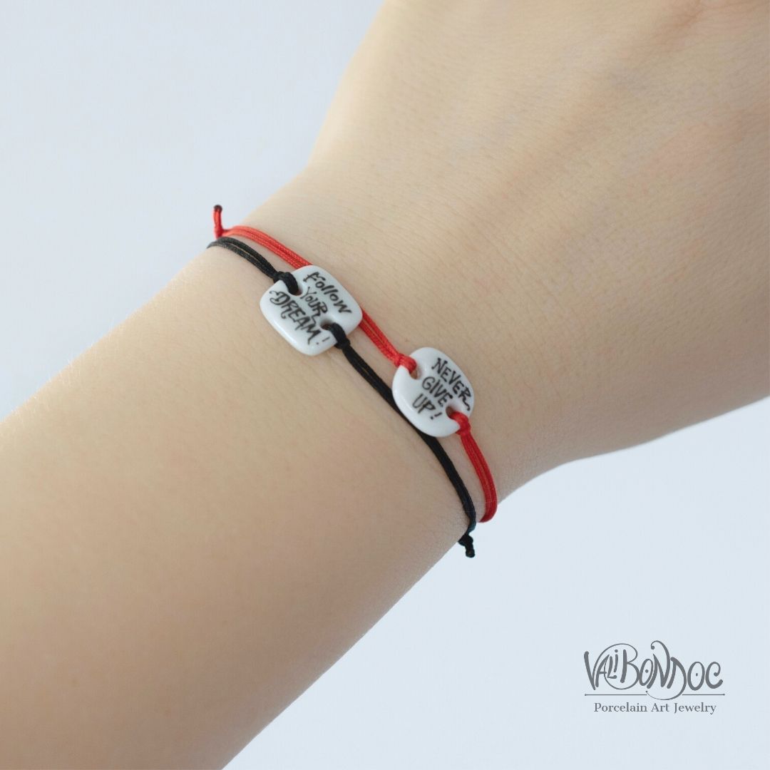 Porcelain bracelet handmade and hand painted by Vali Bondoc