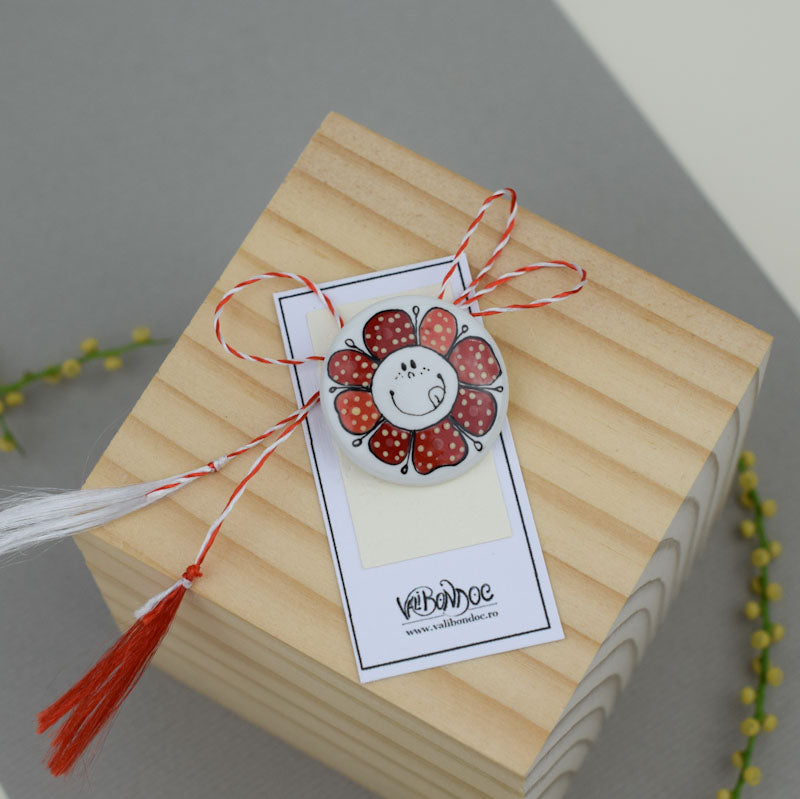 Porcelain brooch created and hand-painted by Vali Bondoc with high temperature ceramic dyes