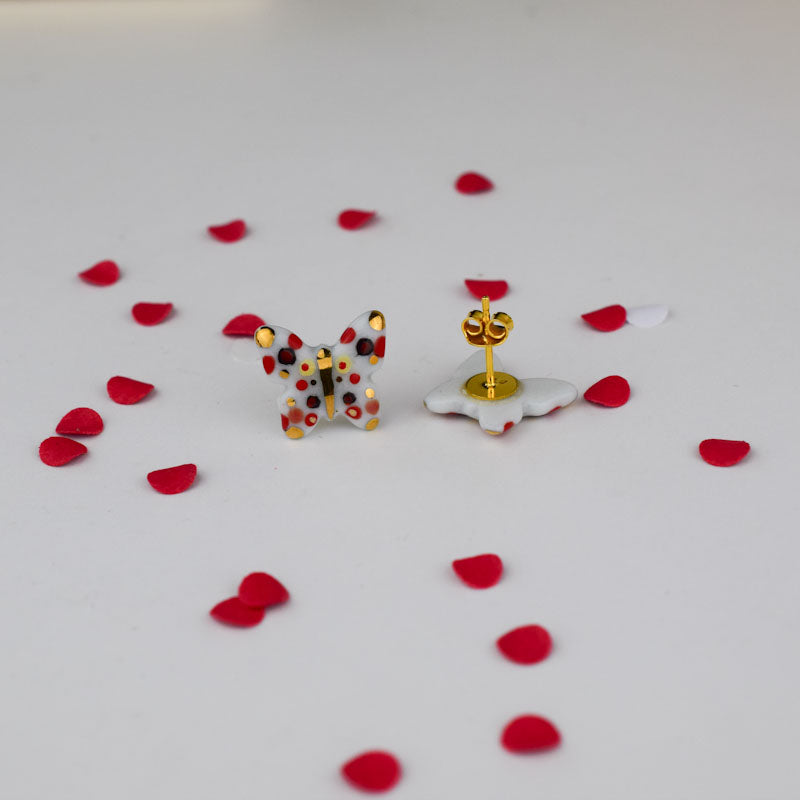 Cercei butoni din portelan - Fluturasi