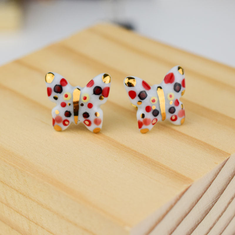 Cercei butoni din portelan - Fluturasi