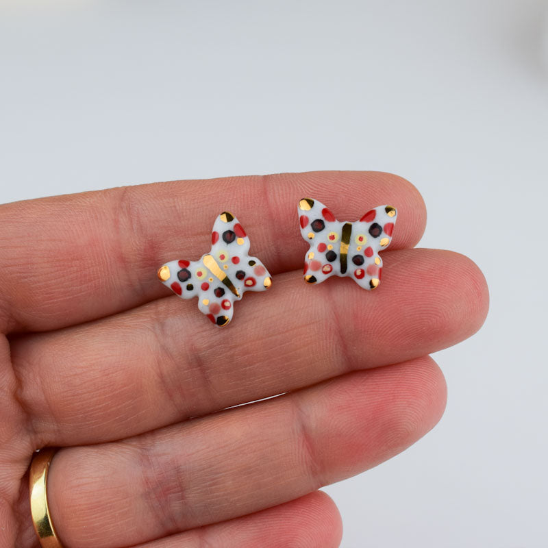 Cercei butoni din portelan - Fluturasi