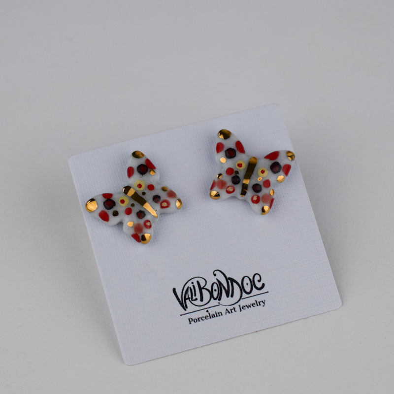 Cercei butoni din portelan - Fluturasi