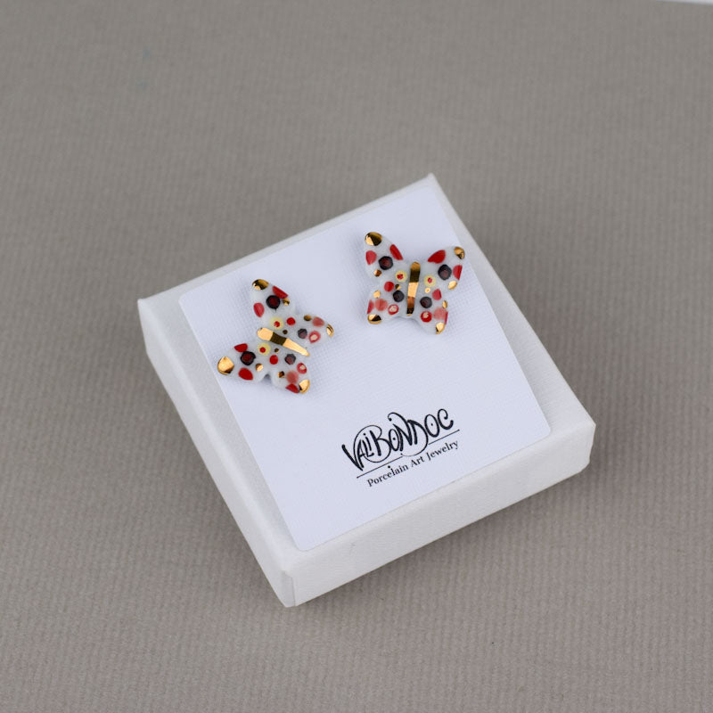 Cercei butoni din portelan - Fluturasi