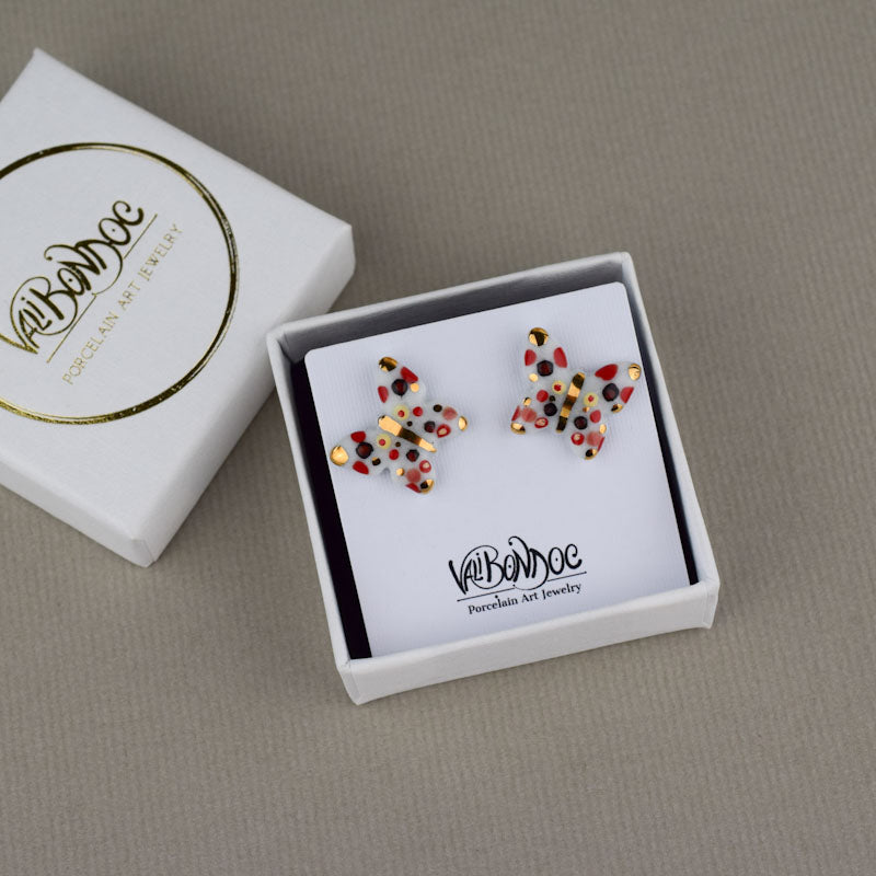 Cercei butoni din portelan - Fluturasi