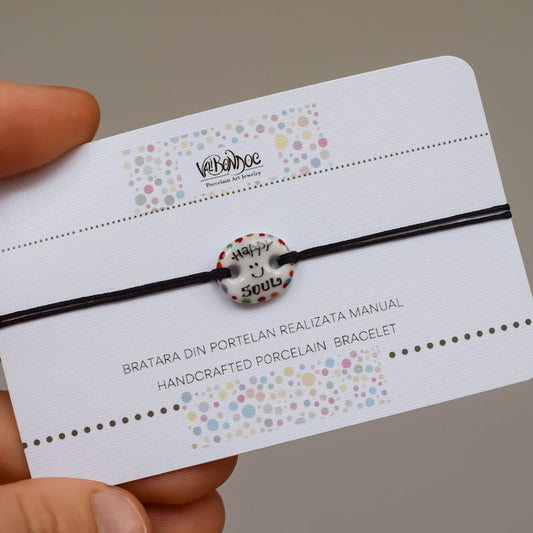 Happy soul. Porcelain bracelet handmade and hand painted by Vali Bondoc