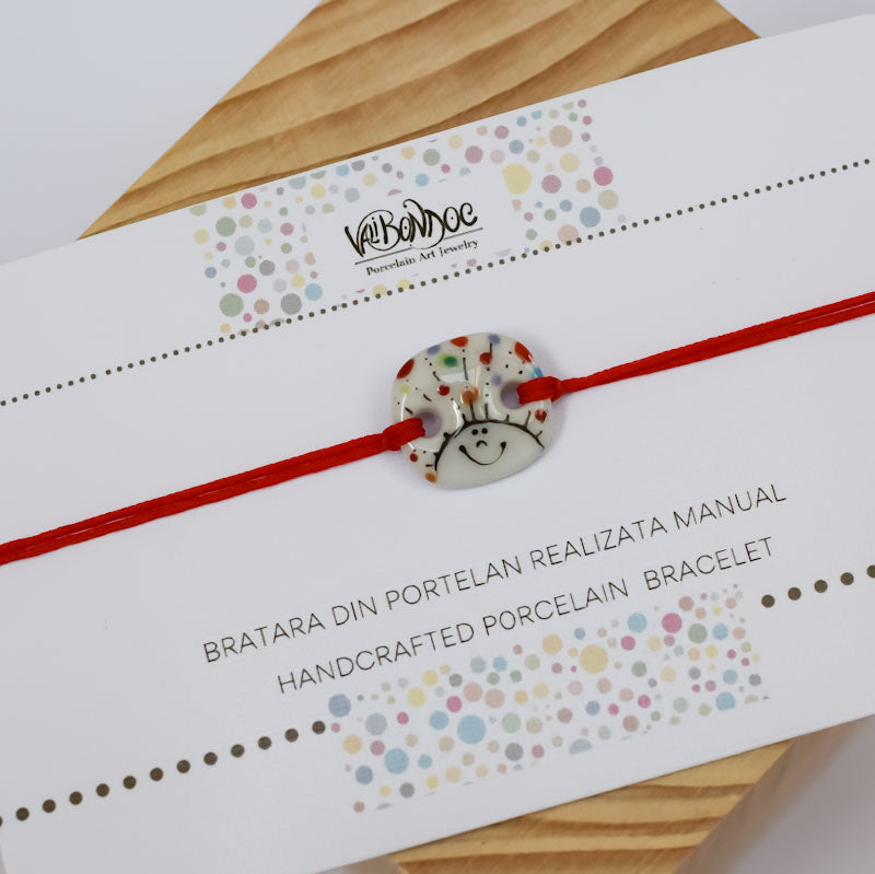 Happy sun. Porcelain bracelet handmade and hand painted by Vali Bondoc