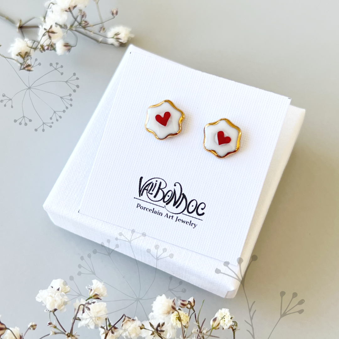 cercei din portelan cu monturi din argint 925