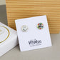 Porcelain stud earrings created and hand-painted by Vali Bondoc with high temperature ceramic dyes